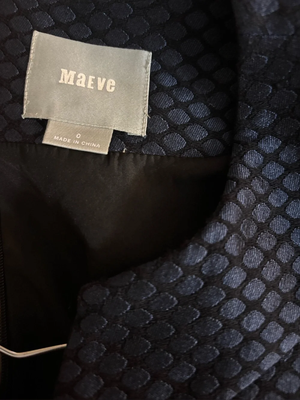 Maeve Shelby Dress 0 Navy Black Jacquard Origami Waist Sheath Anthropologie